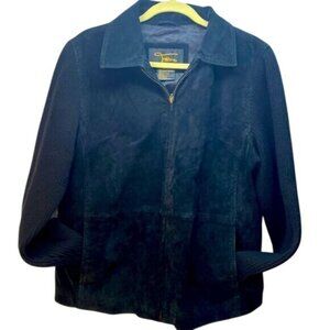 Vintage Fabio Womens Black Suede & Knit Jacket Zipper Closure Y2K